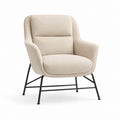 Poltrona da soggiorno arrotondata beige in poliestere bouclé con struttura in acciaio 75 x 78 x 82 cm