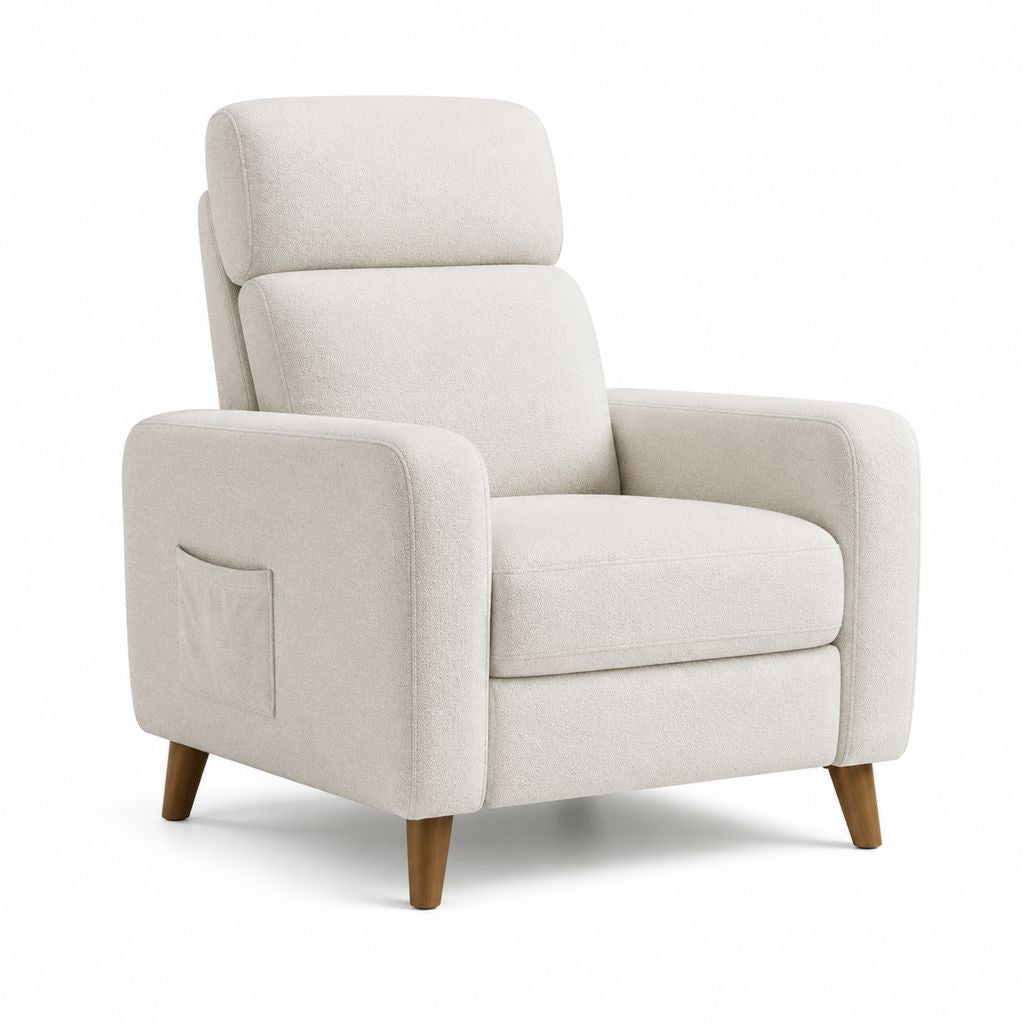 Poltrona reclinabile da soggiorno beige in poliestere 85 x 92 x 103 cm