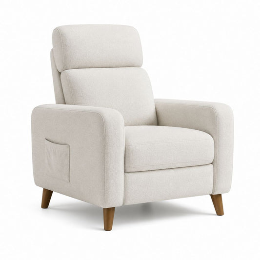 Poltrona reclinabile da soggiorno beige in poliestere 85 x 92 x 103 cm