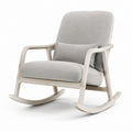 Poltrona a dondolo grigio chiaro in poliestere con struttura in legno massello 68 x 92 x 102 cm
