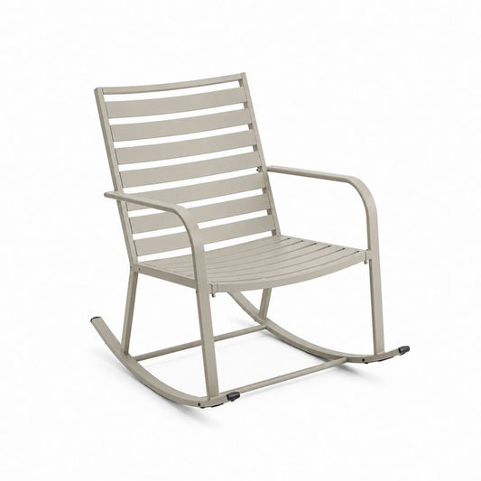 Sedia a dondolo da giardino beige in acciaio verniciato a polvere 63 x 95 x 96 cm