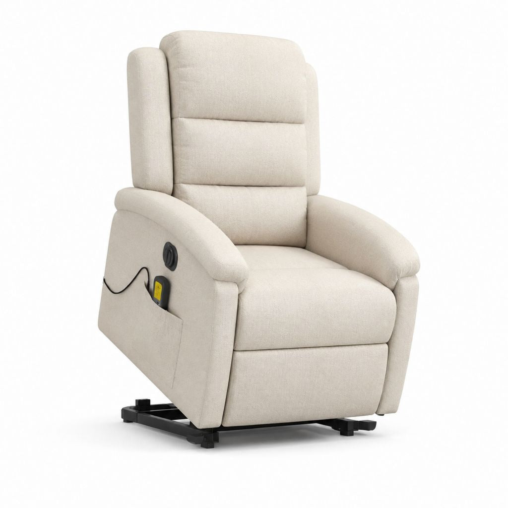 Poltrona relax elettrica alzapersona beige in poliestere con USB 85 x 92 x 105 cm