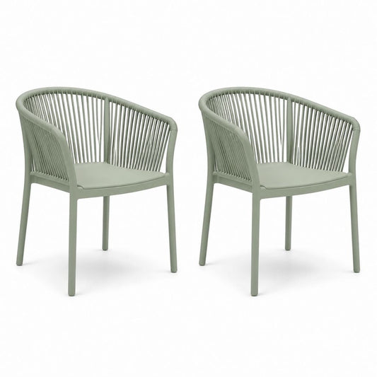 Set 2 sedie da giardino con braccioli verde salvia in polipropilene 57 x 56 x 80 cm